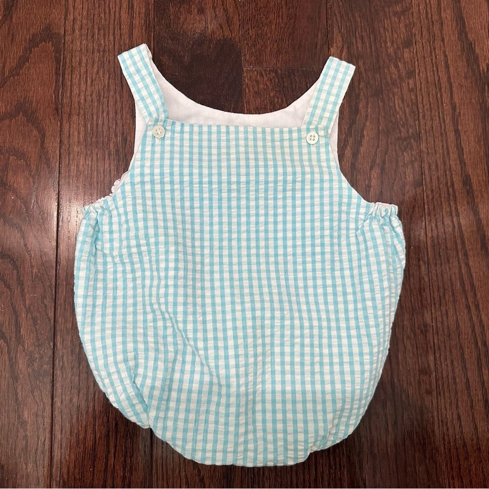 Little Laundry Blue and White gingham bubble 6m